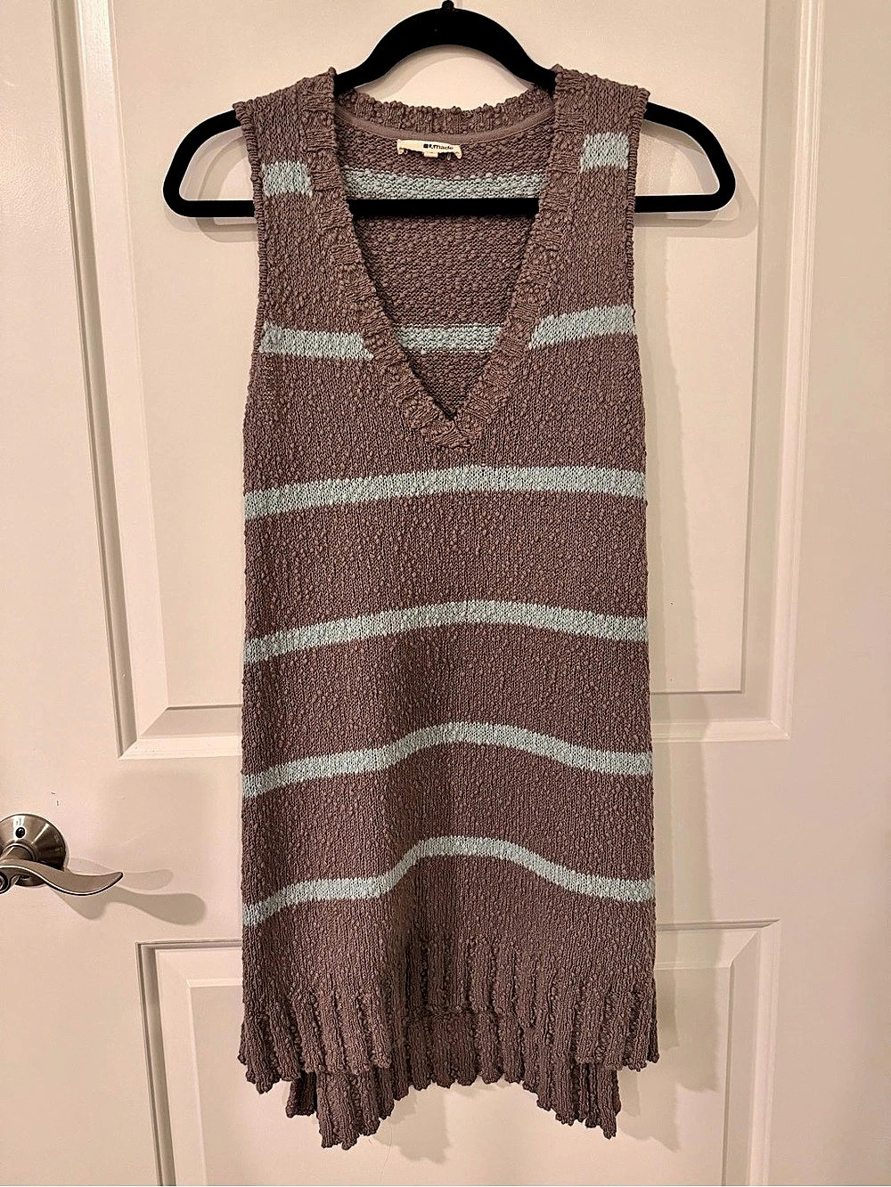 LAmade 100% Cotton Striped Sleeveless Sweater Dress Size S